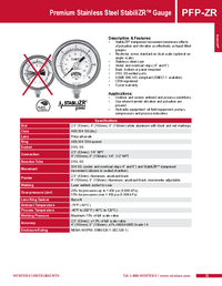 Thumbnail of document Data Sheet - PFP-ZR Premium SS StabiliZR Pressure Gauge